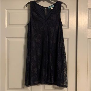 Navy blue lace shell dress